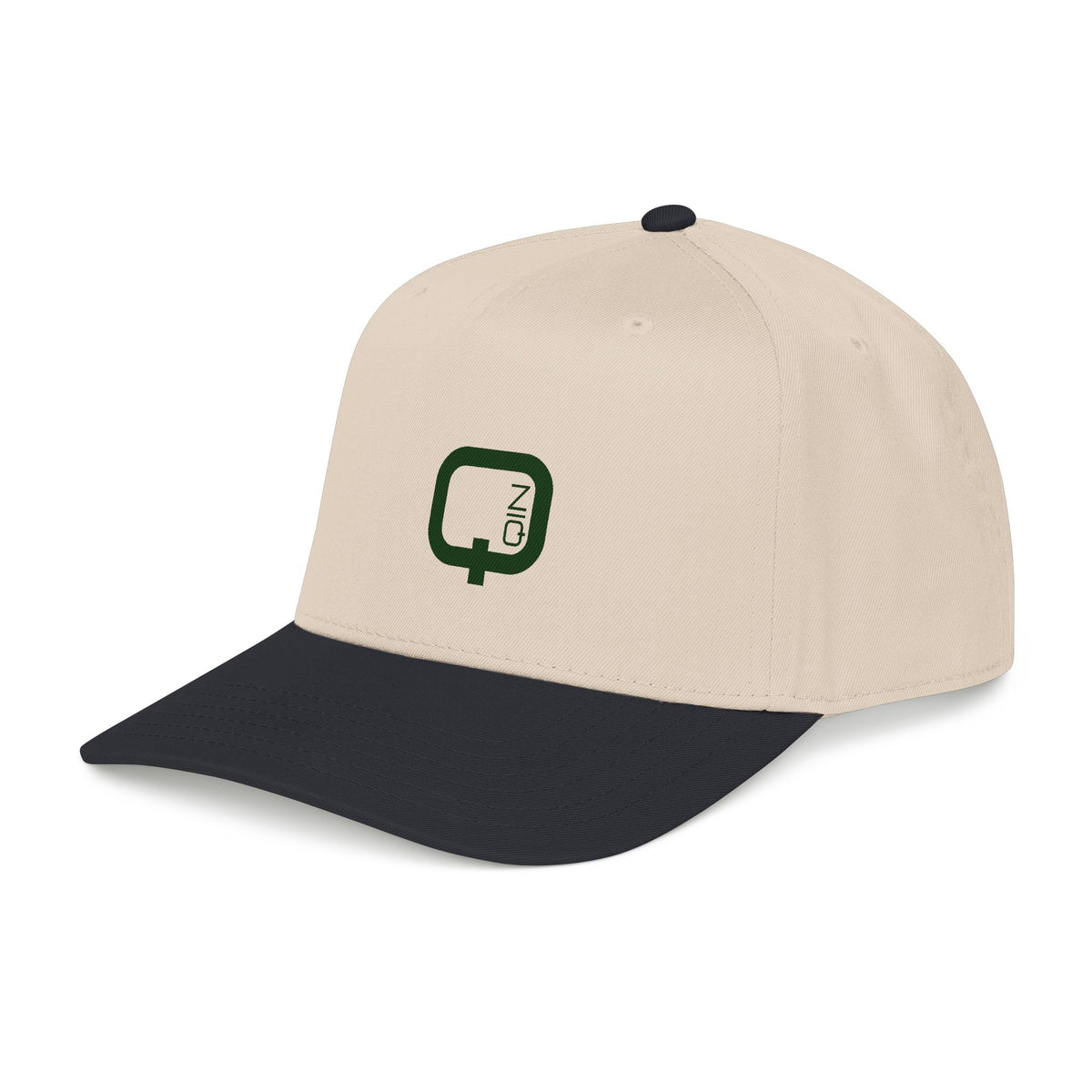 Q Coin Logo Baseball Cap Vintage Green Embroidered Mid-Profile Hat