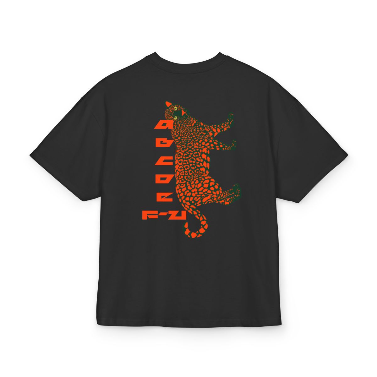 Leopard Graphic Tee with Vertical Tech Text
