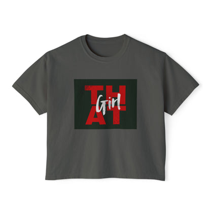 That Girl Boxy Tee  Retro Red Graphic Women's Crop T-Shirt