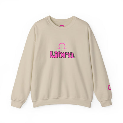 Libra Zodiac Crewneck Sweatshirt Pink Libra Symbol Graphic