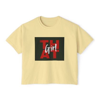 That Girl Boxy Tee  Retro Red Graphic Women's Crop T-Shirt
