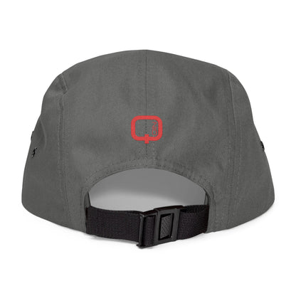 Embroidered 'why?' 5-Panel Cap – Minimalist Tan Streetwear Hat