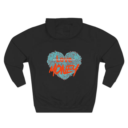 Hoodie 'Love X Money' Heart Graphic Fleece Hoodie