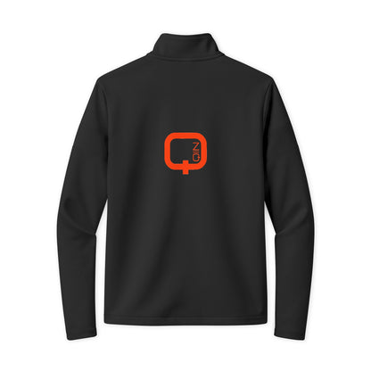 Travel Full-Zip Jacket — Lightweight Navy Travel Jacket with Orange Q Logo