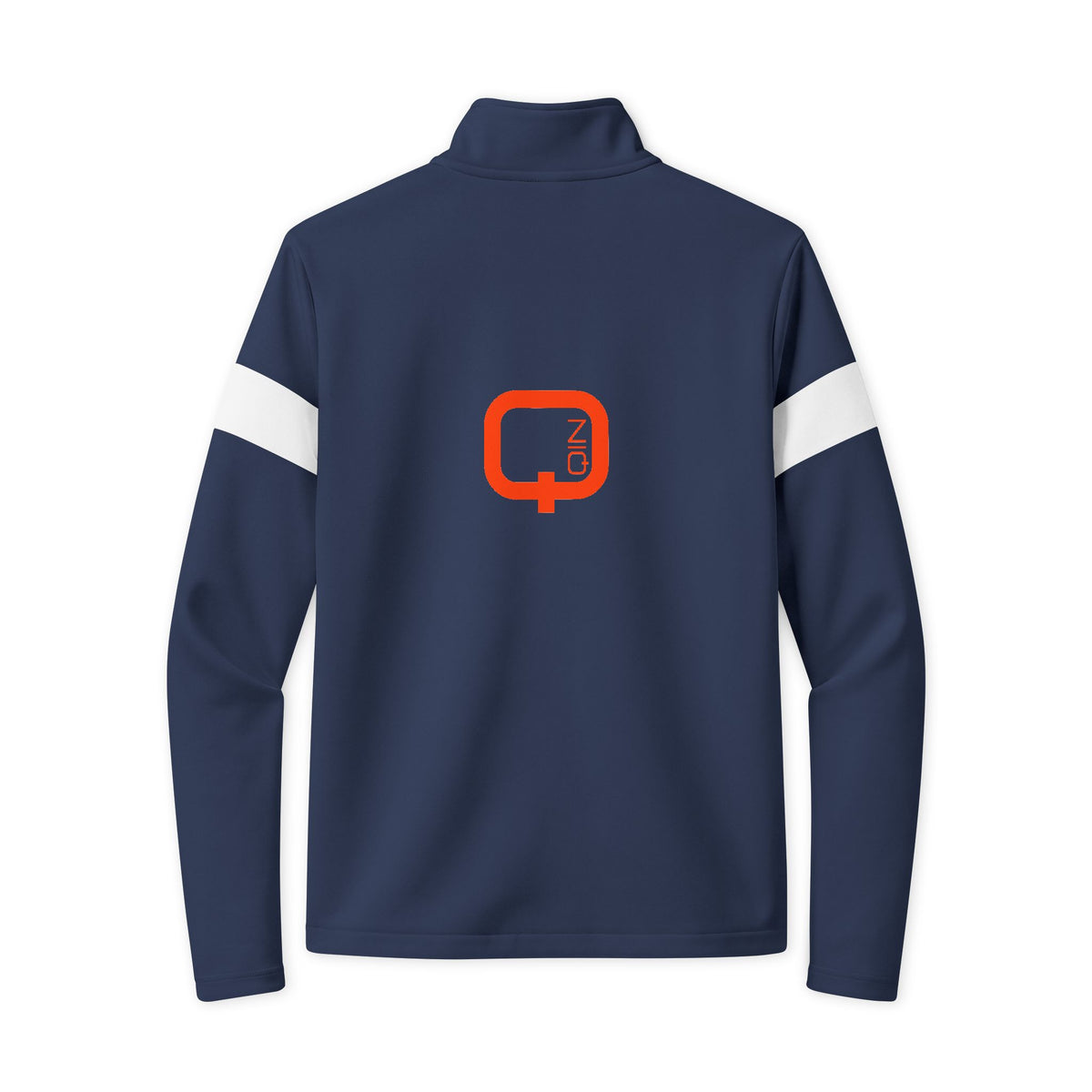 Travel Full-Zip Jacket — Lightweight Navy Travel Jacket with Orange Q Logo