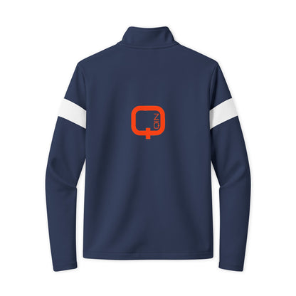 Travel Full-Zip Jacket — Lightweight Navy Travel Jacket with Orange Q Logo