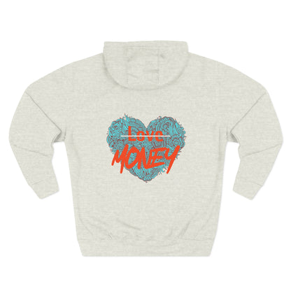 Hoodie 'Love X Money' Heart Graphic Fleece Hoodie