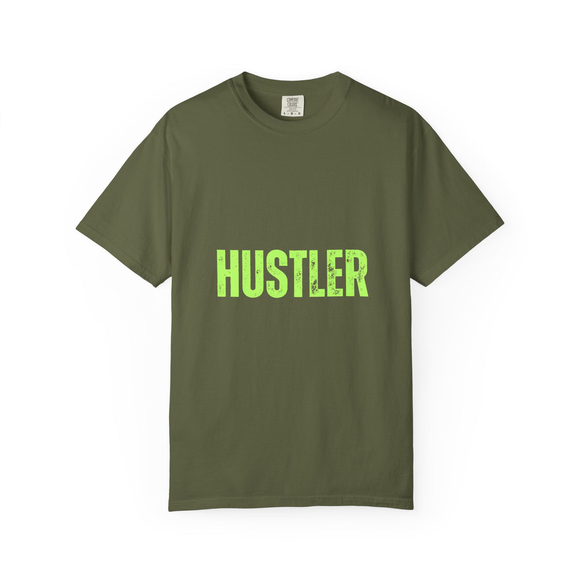 Hustler Graphic T-Shirt  Bold Neon Text Garment-Dyed Tee