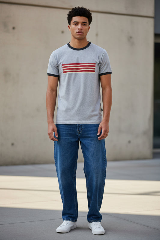 Vintage Stripe Ringer Tee with 'Q' Crest
