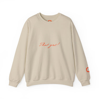 That Girl Crewneck soft Sweatshirt Minimal White Pullover with Script Text