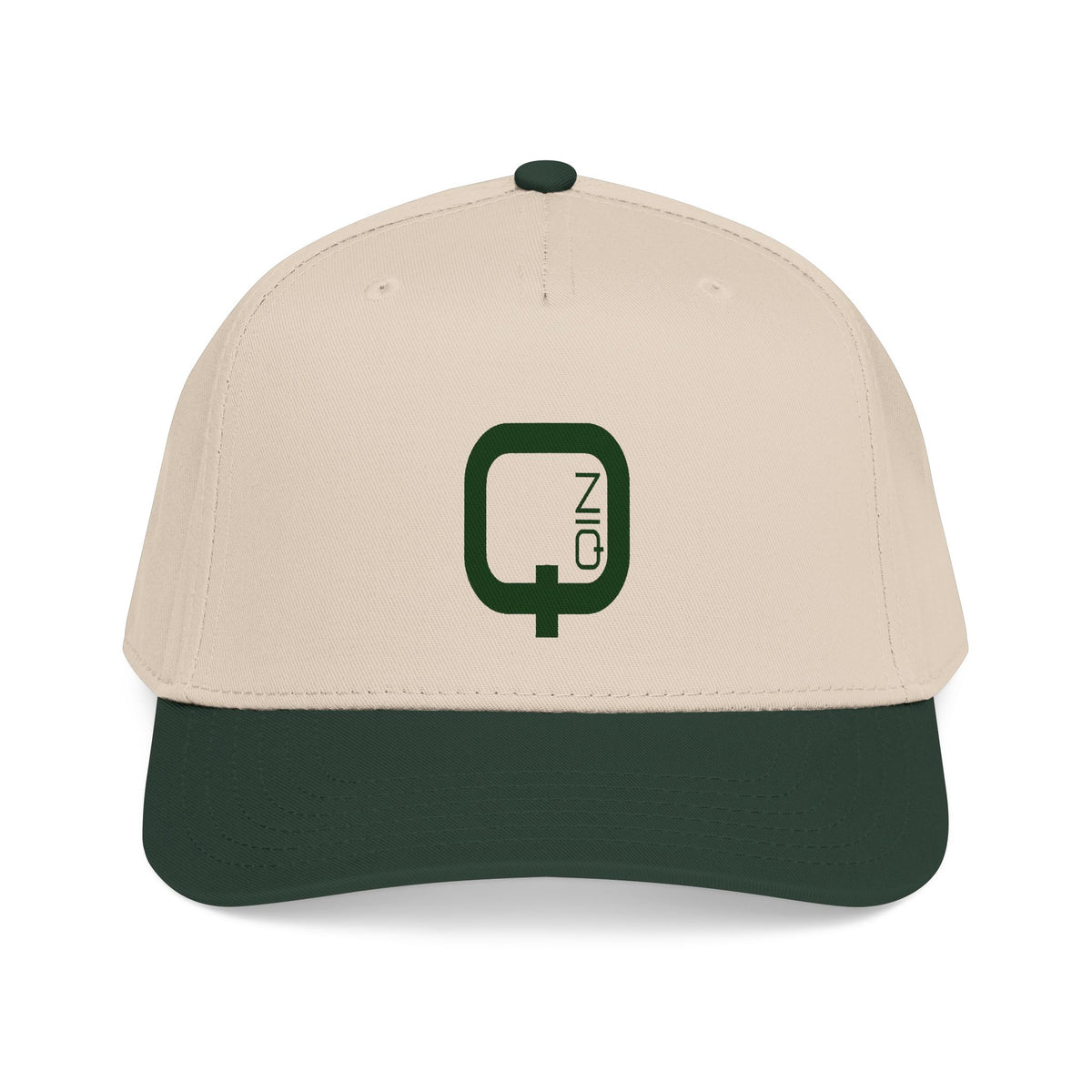 Q Coin Logo Baseball Cap  Vintage Green Embroidered Mid-Profile Hat