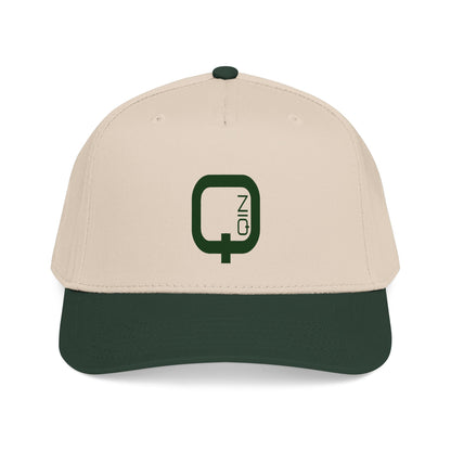 Q Coin Logo Baseball Cap  Vintage Green Embroidered Mid-Profile Hat