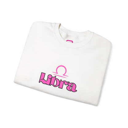 Libra Zodiac Crewneck Sweatshirt Pink Libra Symbol Graphic
