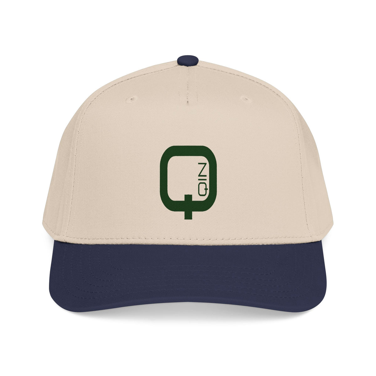 Q Coin Logo Baseball Cap  Vintage Green Embroidered Mid-Profile Hat