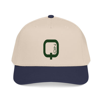 Q Coin Logo Baseball Cap  Vintage Green Embroidered Mid-Profile Hat
