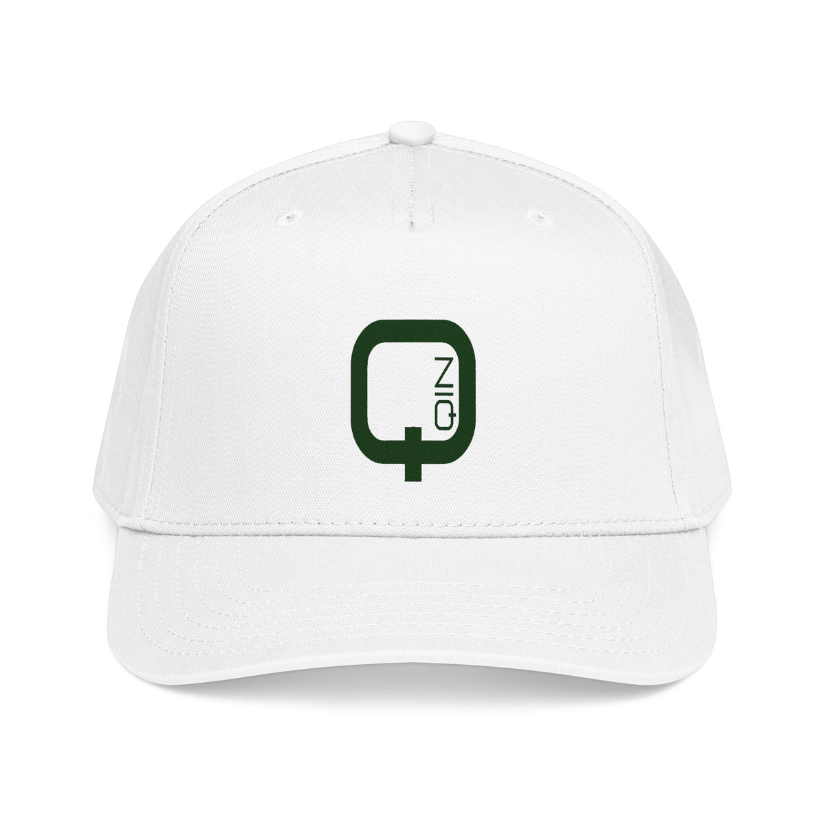 Q Coin Logo Baseball Cap  Vintage Green Embroidered Mid-Profile Hat