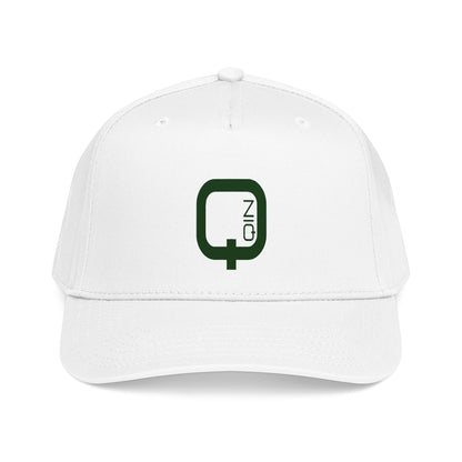 Q Coin Logo Baseball Cap  Vintage Green Embroidered Mid-Profile Hat