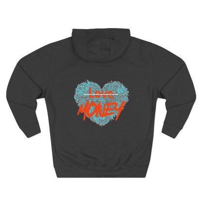 Hoodie 'Love X Money' Heart Graphic Fleece Hoodie