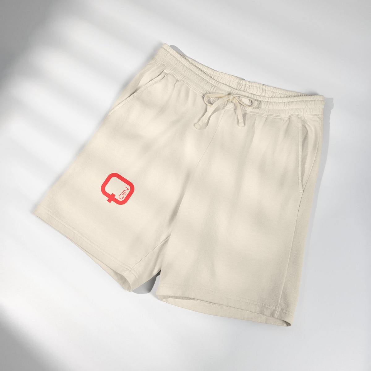 Lightweight Fleece Sweat Shorts — Minimal Red Logo Casual Lounge Shorts