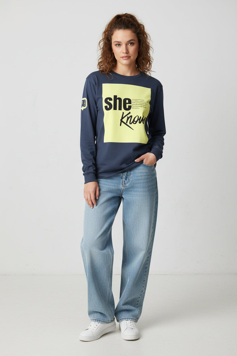 Striped Monogram 'Q' Long Sleeve Tee