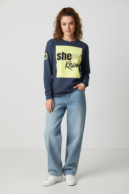 Striped Monogram 'Q' Long Sleeve Tee