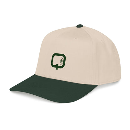 Q Coin Logo Baseball Cap  Vintage Green Embroidered Mid-Profile Hat