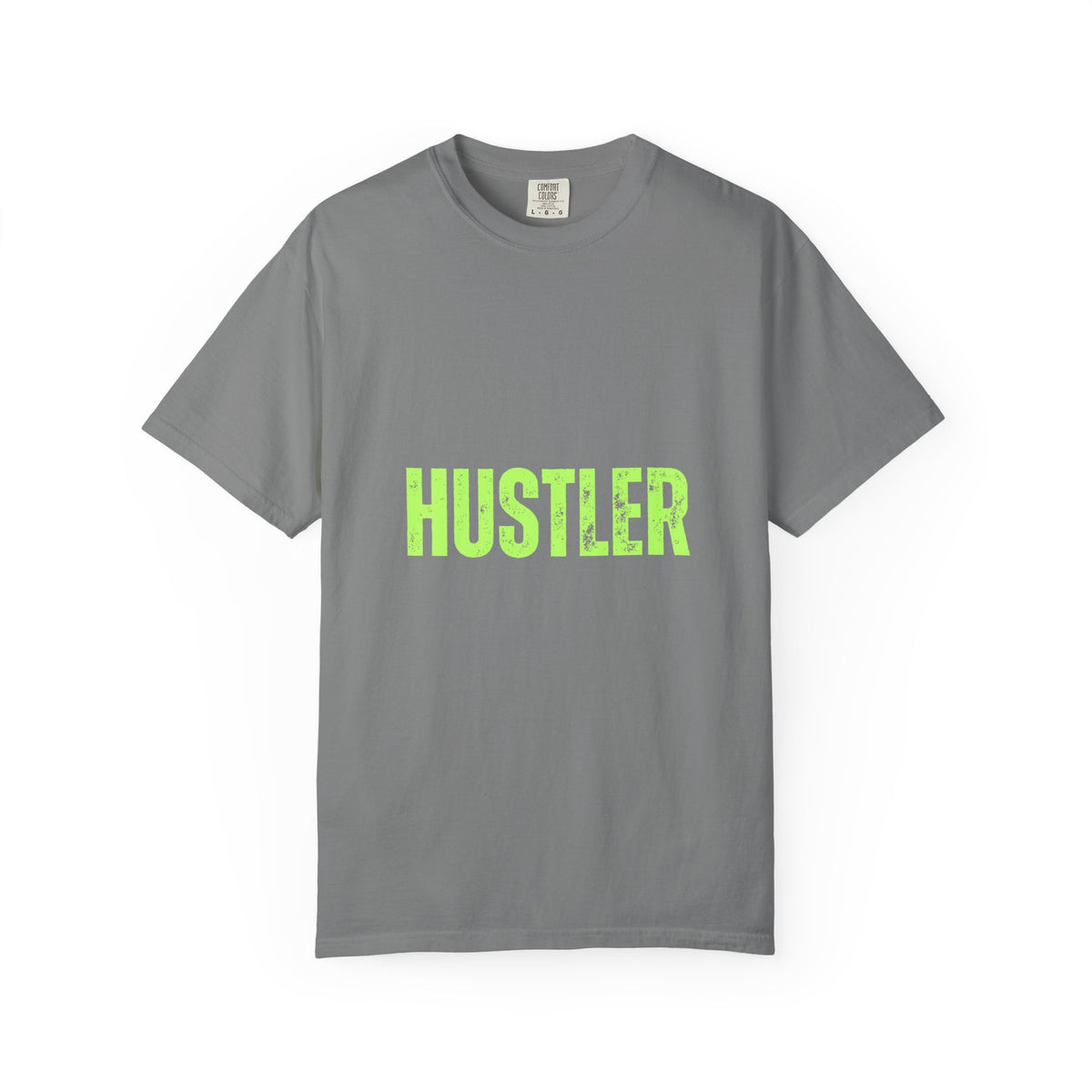 Hustler Graphic T-Shirt  Bold Neon Text Garment-Dyed Tee