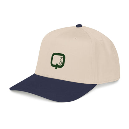 Q Coin Logo Baseball Cap  Vintage Green Embroidered Mid-Profile Hat