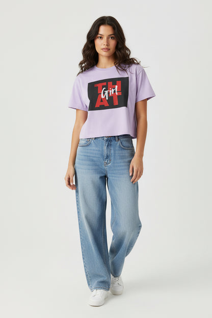That Girl Boxy Tee  Retro Red Graphic Women's Crop T-Shirt