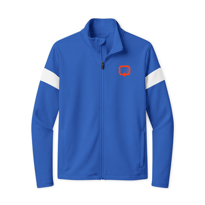 Travel Full-Zip Jacket — Lightweight Navy Travel Jacket with Orange Q Logo