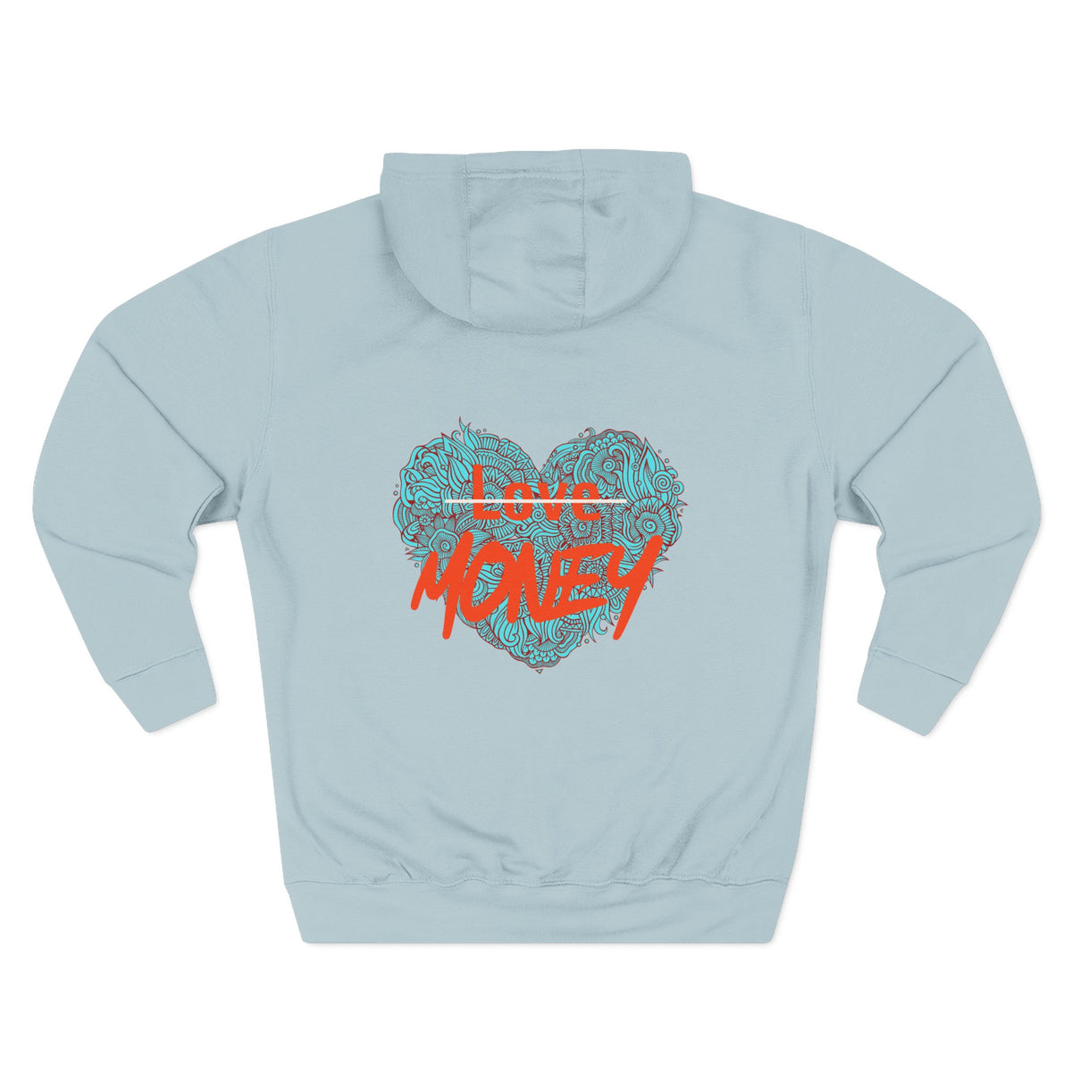Hoodie 'Love X Money' Heart Graphic Fleece Hoodie
