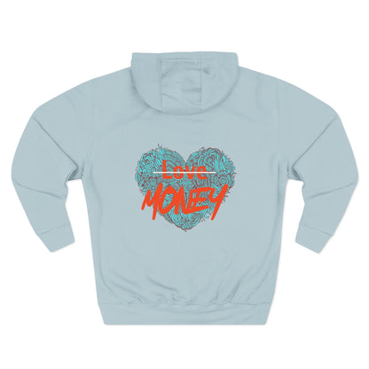 Hoodie 'Love X Money' Heart Graphic Fleece Hoodie