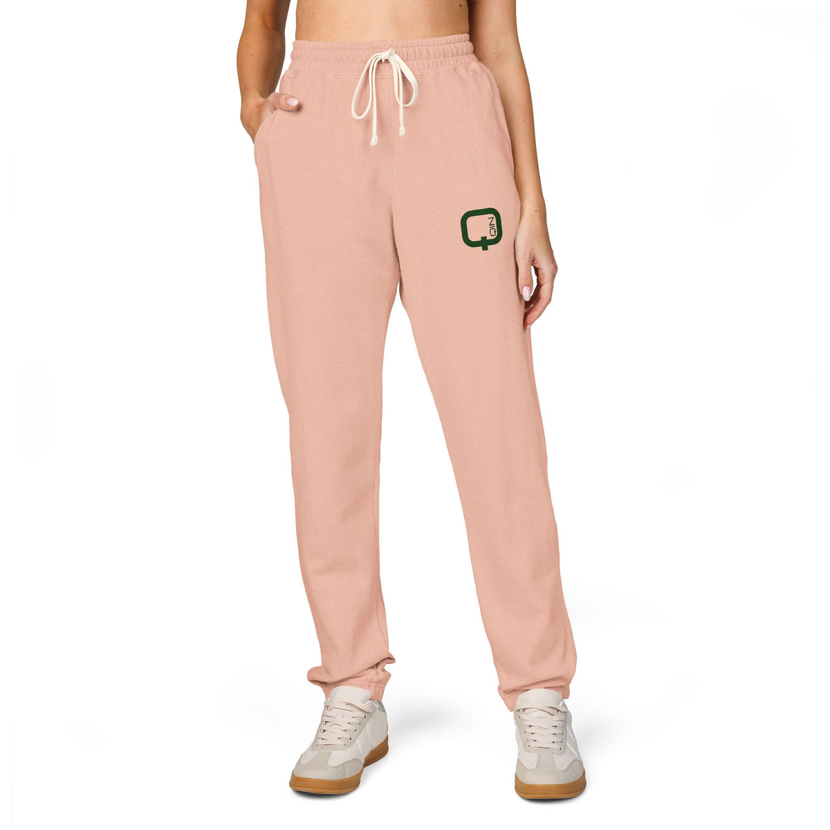 Minimal Clover Joggers — Cream Garment-Dyed Fleece Sweatpants