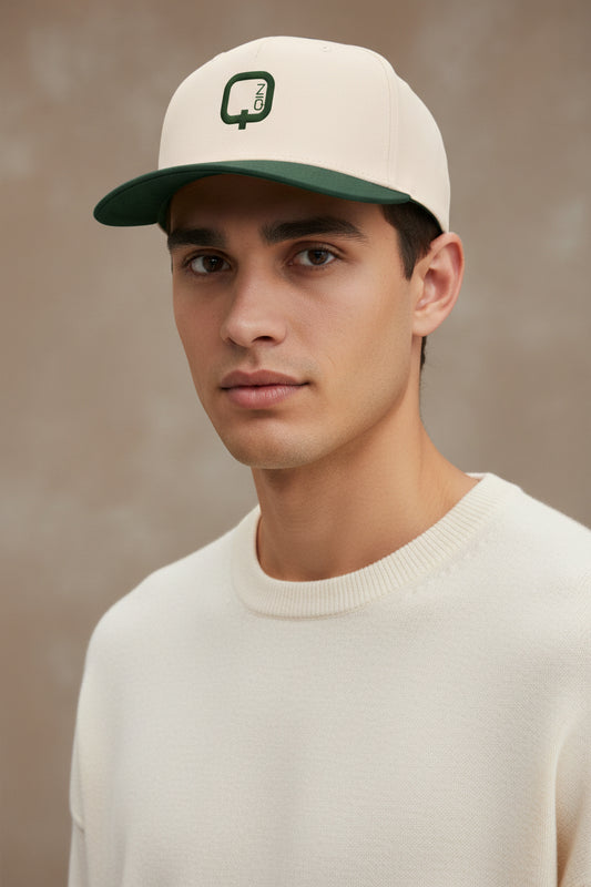 Q Coin Logo Baseball Cap  Vintage Green Embroidered Mid-Profile Hat