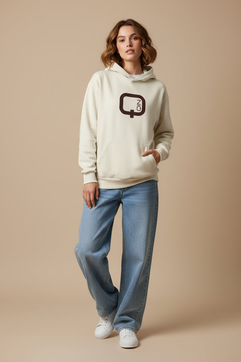 Minimalist Q-On Logo Hoodie Urban Pullover Sweatshirt
