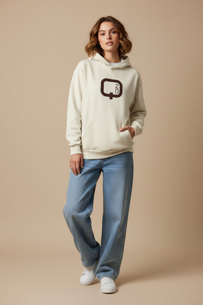 Minimalist Q-On Logo Hoodie Urban Pullover Sweatshirt