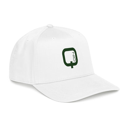 Q Coin Logo Baseball Cap  Vintage Green Embroidered Mid-Profile Hat