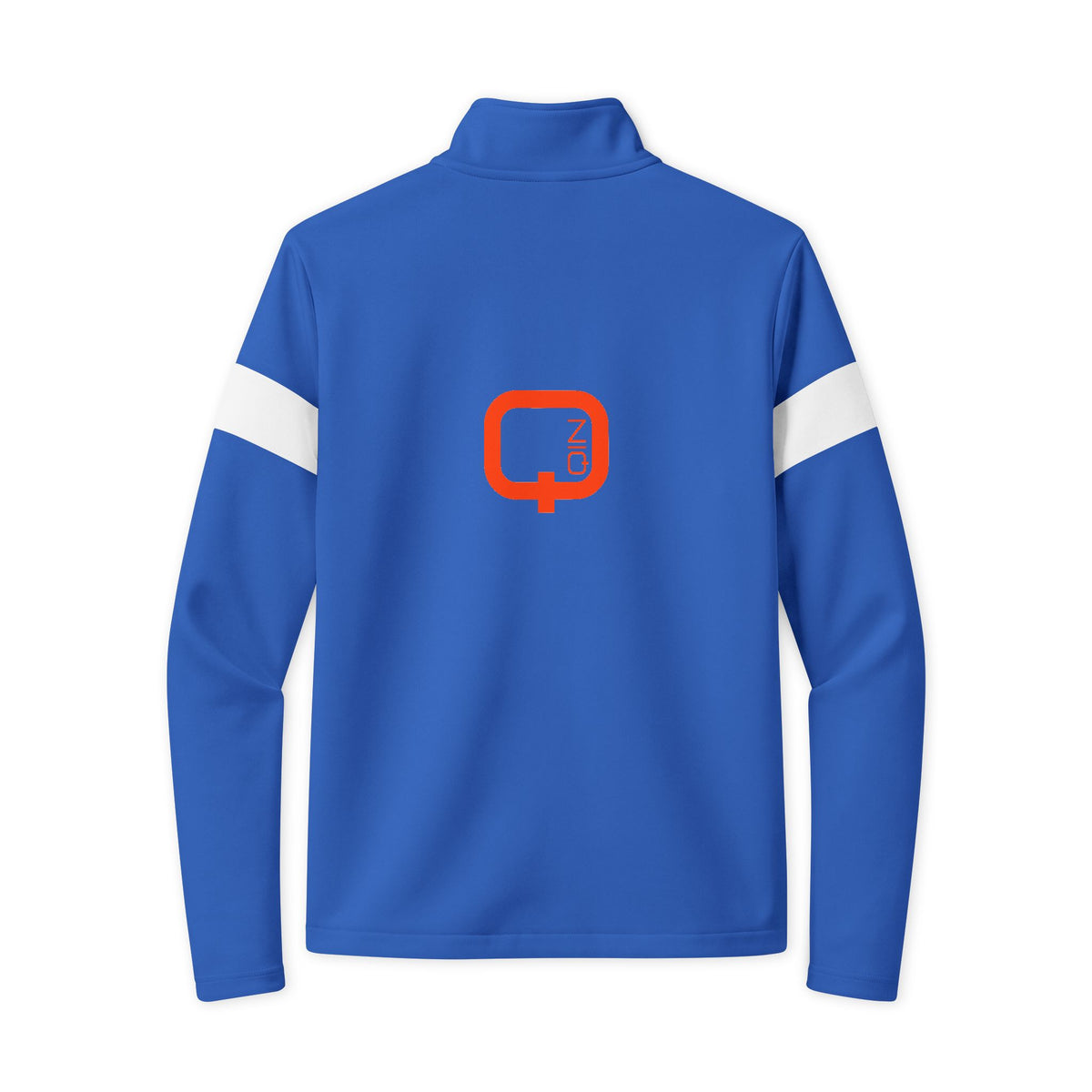 Travel Full-Zip Jacket — Lightweight Navy Travel Jacket with Orange Q Logo