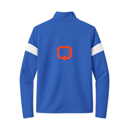 Travel Full-Zip Jacket — Lightweight Navy Travel Jacket with Orange Q Logo