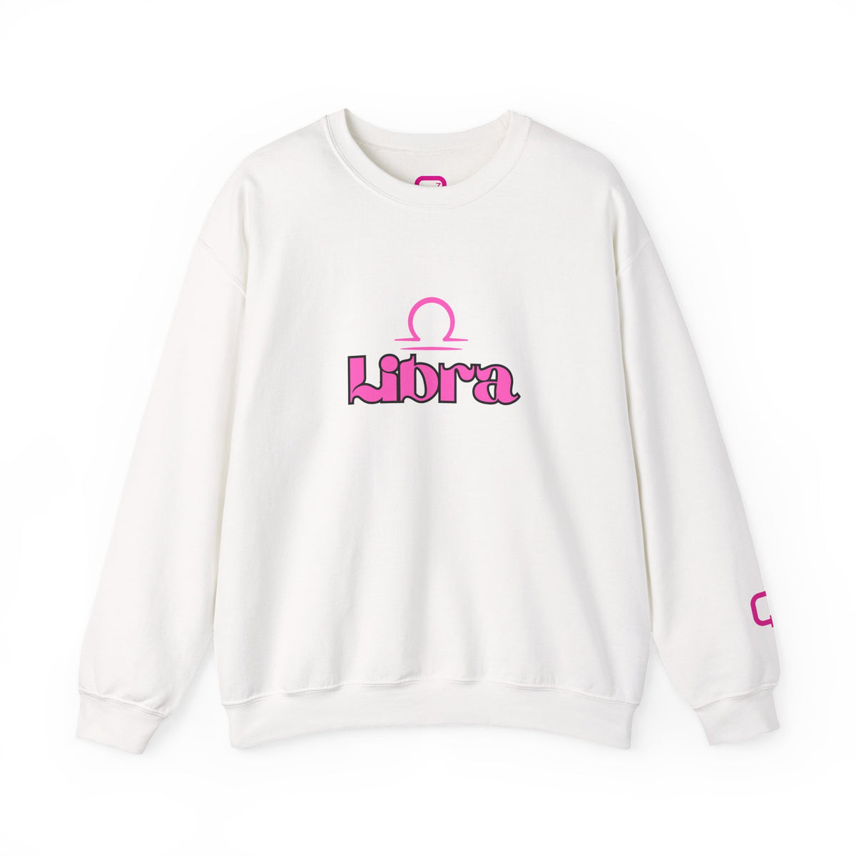 Libra Zodiac Crewneck Sweatshirt Pink Libra Symbol Graphic