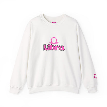 Libra Zodiac Crewneck Sweatshirt Pink Libra Symbol Graphic