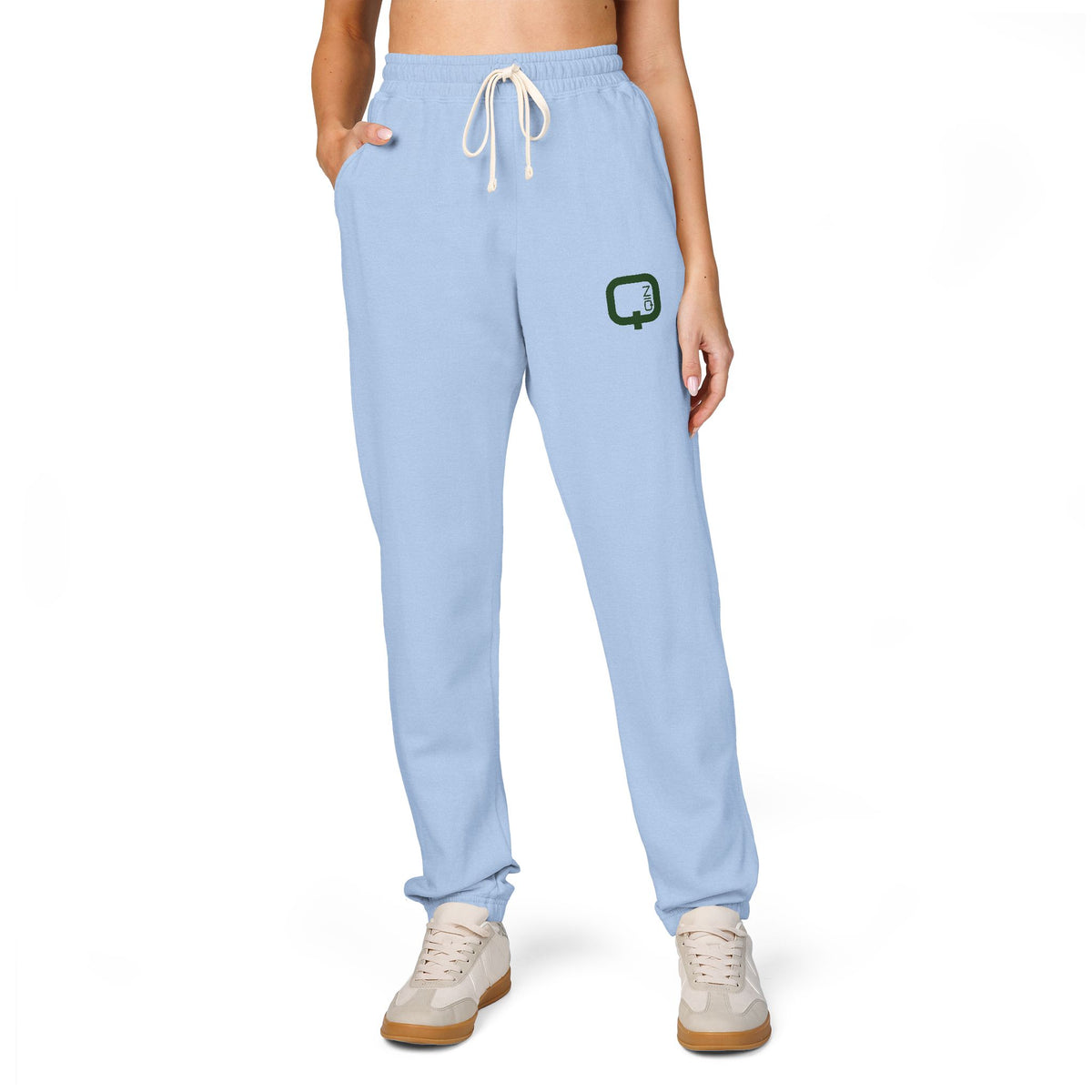 Minimal Clover Joggers — Cream Garment-Dyed Fleece Sweatpants