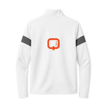 Travel Full-Zip Jacket — Lightweight Navy Travel Jacket with Orange Q Logo