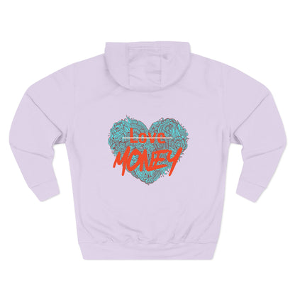 Hoodie 'Love X Money' Heart Graphic Fleece Hoodie