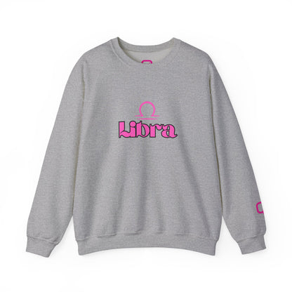 Libra Zodiac Crewneck Sweatshirt Pink Libra Symbol Graphic