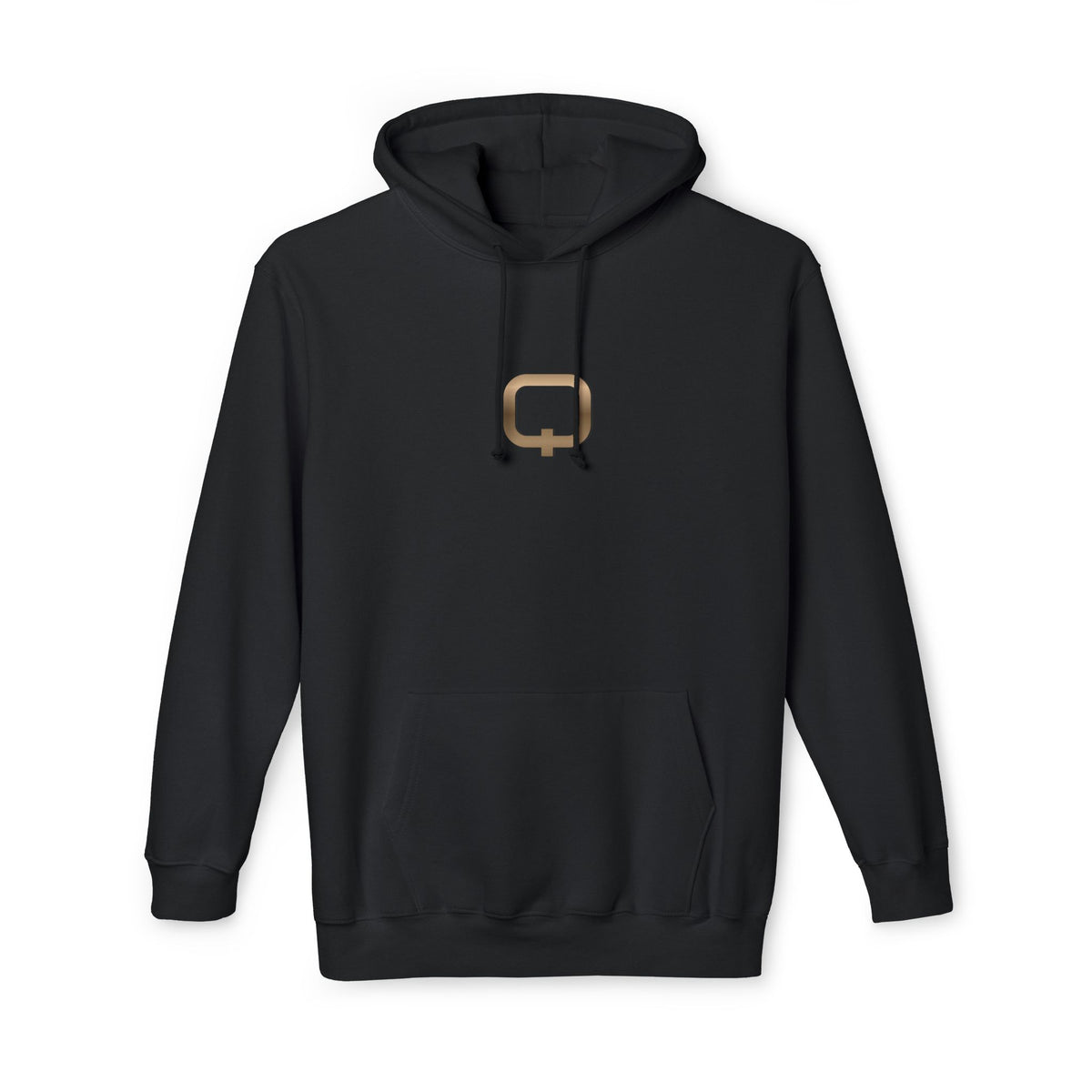 Gold Q Logo Hoodie — Minimalist Black Pullover