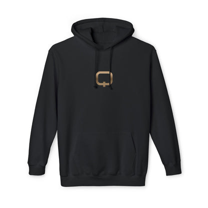 Gold Q Logo Hoodie — Minimalist Black Pullover