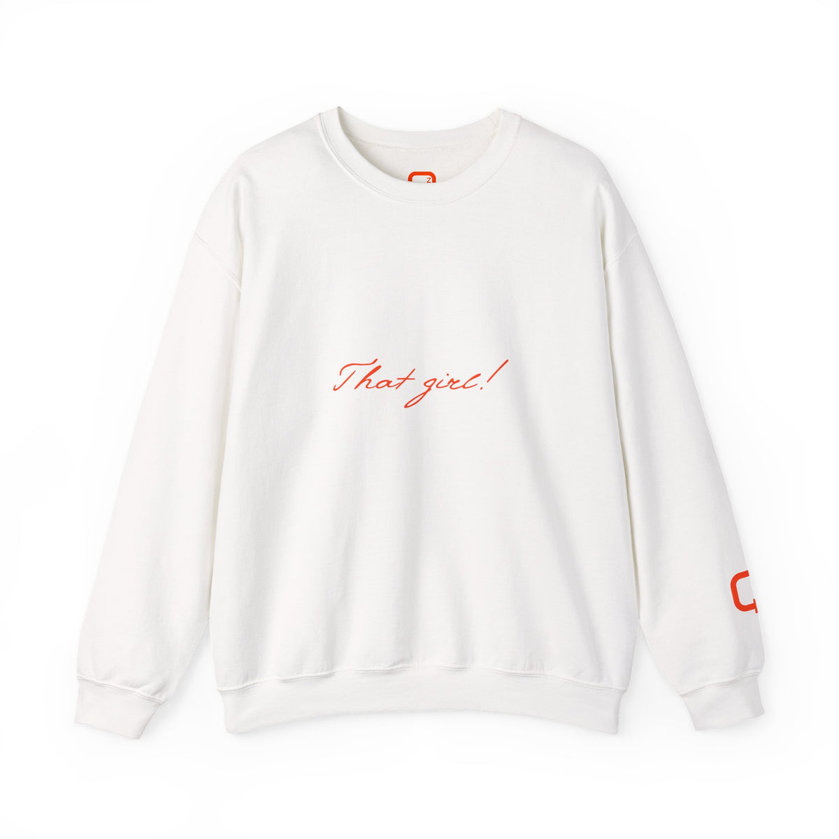 That Girl Crewneck soft Sweatshirt Minimal White Pullover with Script Text