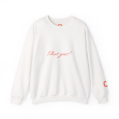 That Girl Crewneck soft Sweatshirt Minimal White Pullover with Script Text