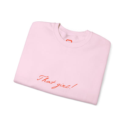 That Girl Crewneck soft Sweatshirt Minimal White Pullover with Script Text